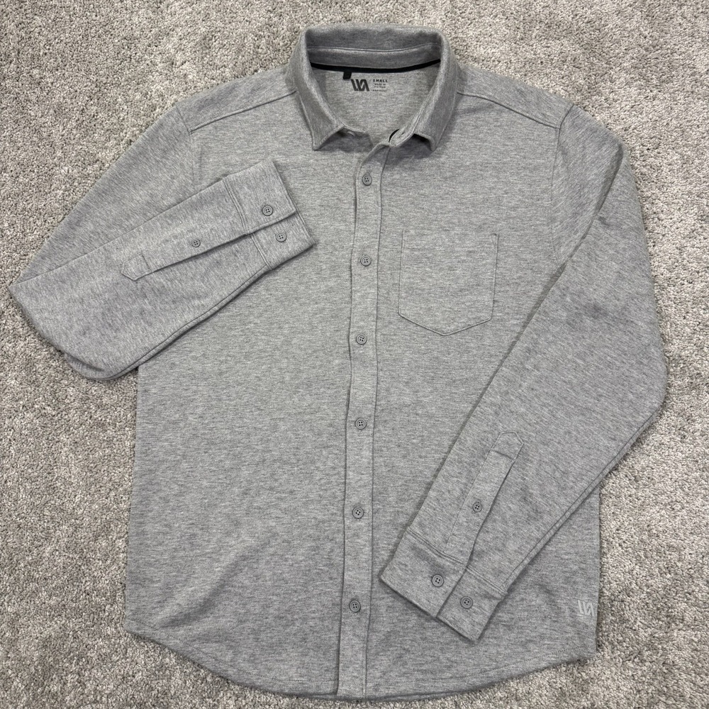 VRST Long Sleeve Gray Textured Knit Button Up Shirt Mens Small